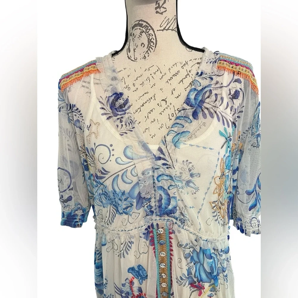 Johnny Was MAZZY RUCHED DRESS, size large, new without tags - Picture 2 of 6